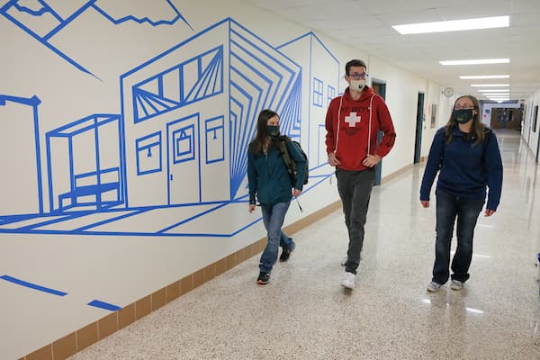 students walking in Sheboygan