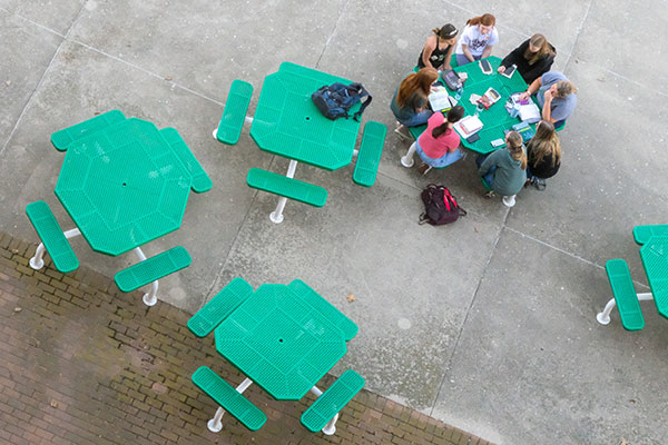 Study group at the uwgb campus, view from above