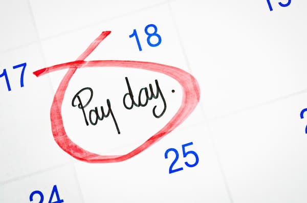 Pay day circled on calendar