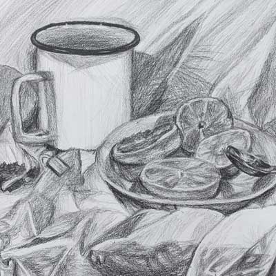 Still life drawing, student work