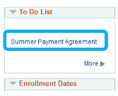 Screenshot of the SIS To Do List with the term payment agreement highlighted