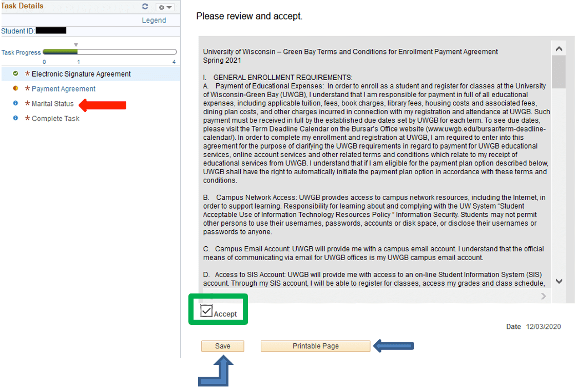 Screenshot of marital status step in SIS payment agreement