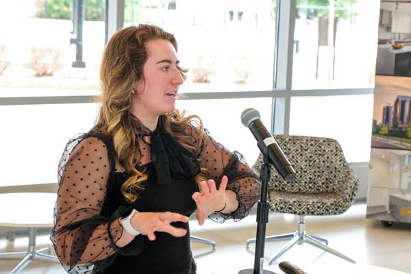 Female student gives speech at Title Town Tech