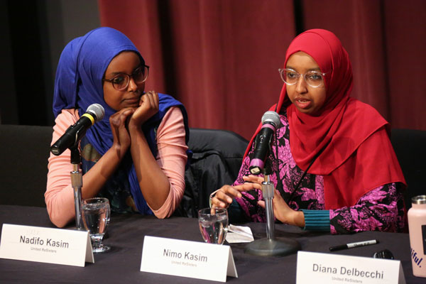 Two UW-Green Bay students wear Hijabs while speaking at Hijab event