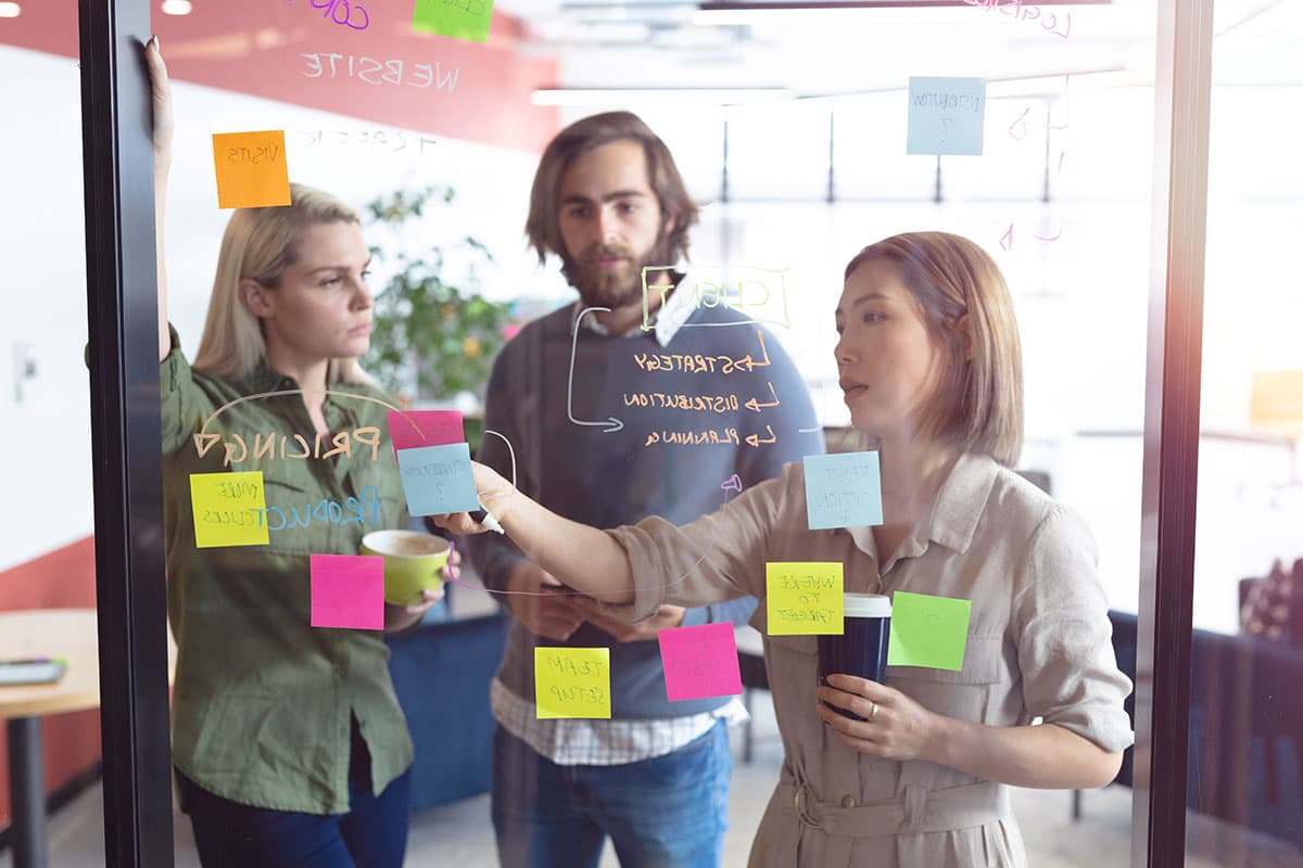 Diverse group of business people planning a project