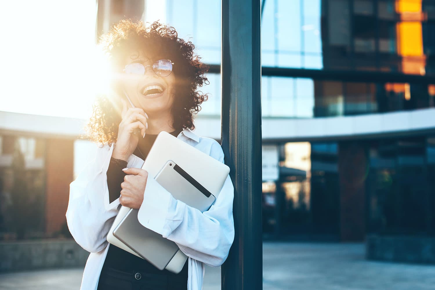 Business woman leaving meeting