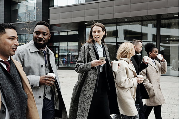 business people getting coffee