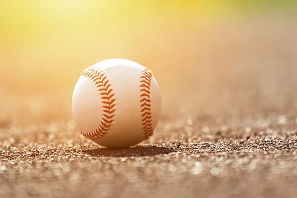 Baseball on pitchers mound