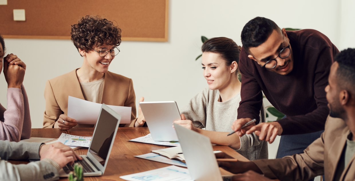 Diverse group of people in a meeting