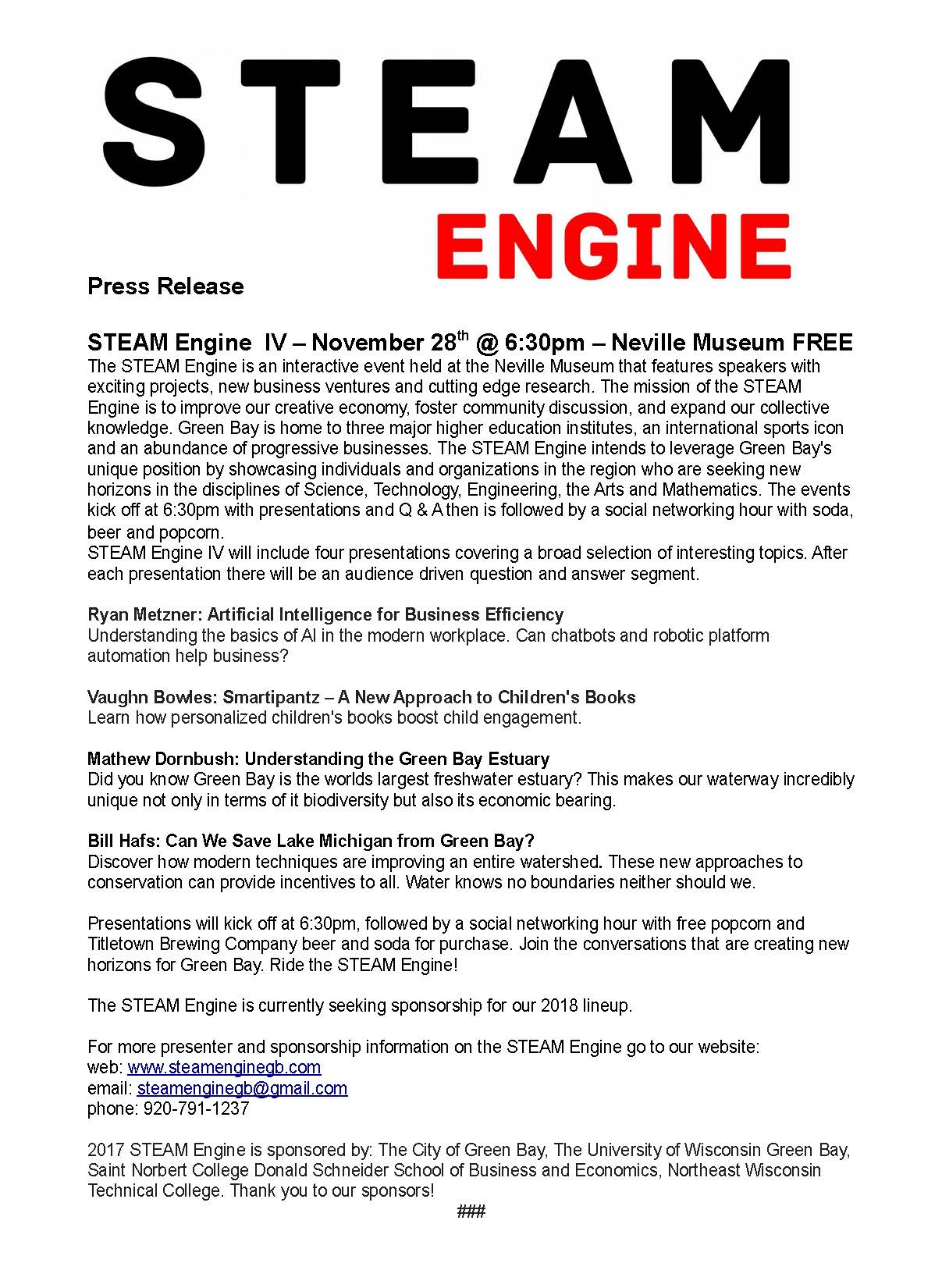 STEAM engine press release