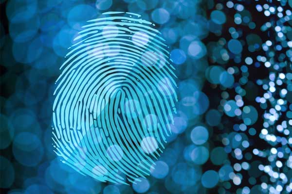 Digital fingerprint in shades of blue