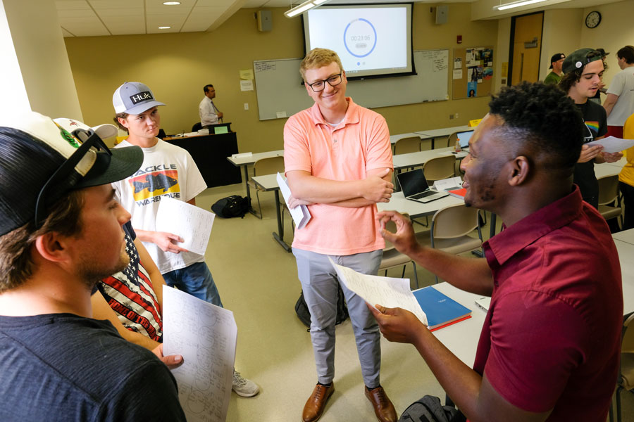 Group of students participate in class activity