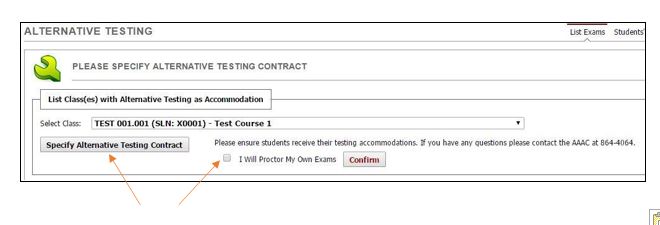 Instructor direction Specifying testing contract