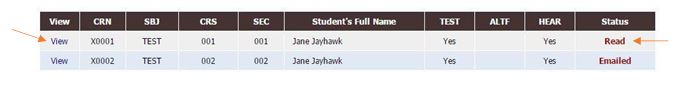 Students with accommodation list