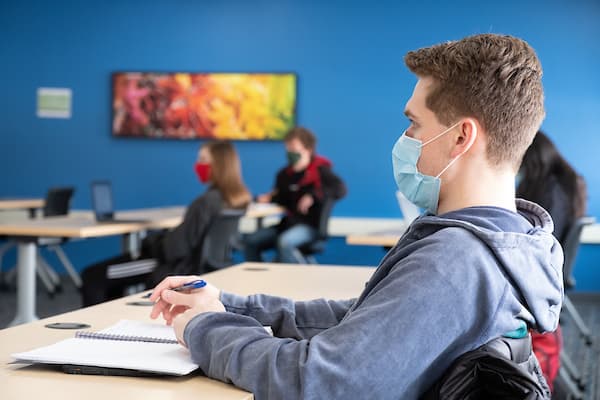 student in math class