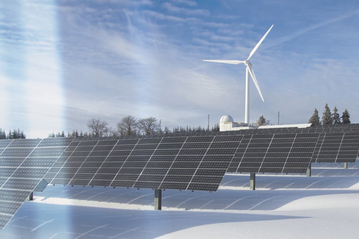 windmill and solar panels