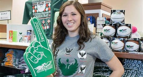 student with a UWGB Foam Finger