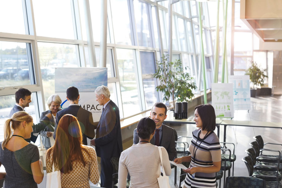 Group of students networking with peers