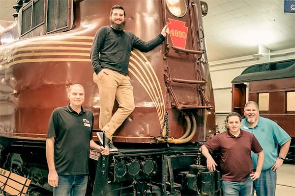 UW-Green Bay history interns working at the National Railroad Museum