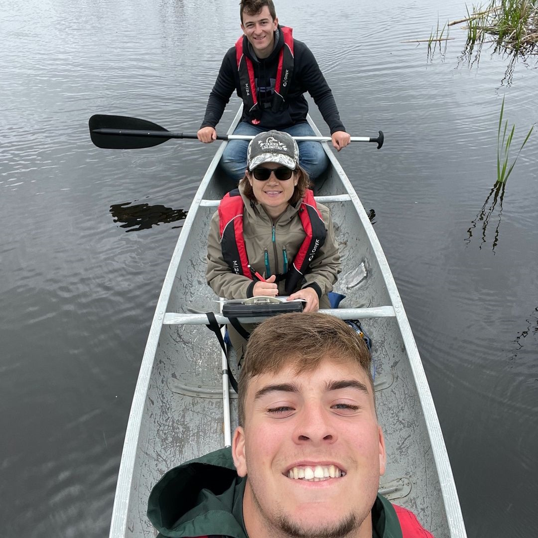 Students in a canoe