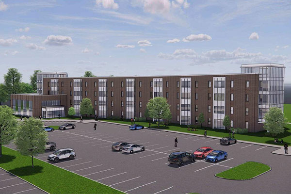 Archetectural rendering of the new sophomore apartments opening fall 2024