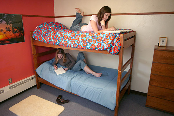 Bunk beds in a dorm room