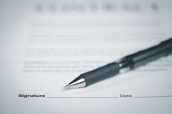Signature and date line of a contract