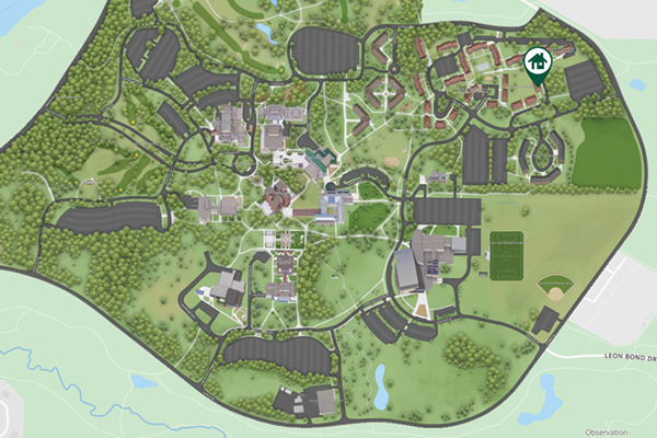 James Temp Hall marked on a map