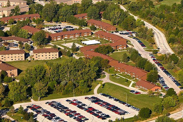 Aerial view of the traditional apartments