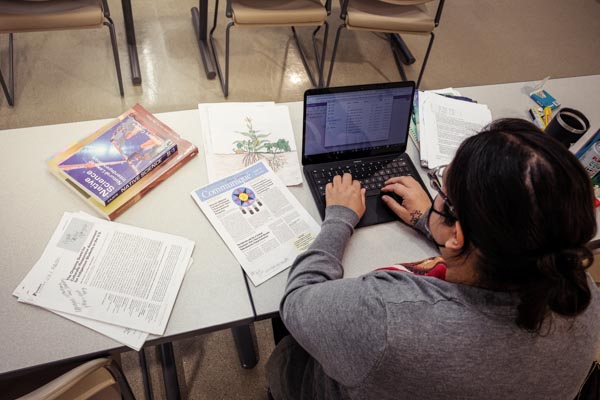 First Nations doctoral program student in class