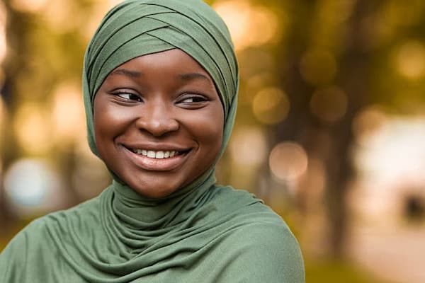 Modern Muslim woman smiling
