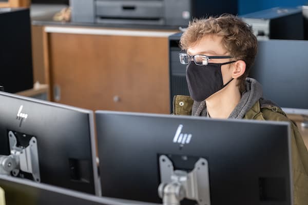 Student at computer