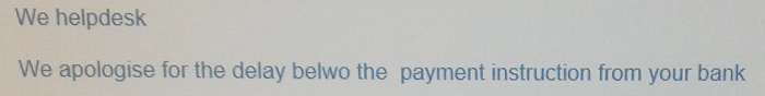 Phishing example: grammar errors and unprofessionalism