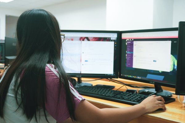 Student using computer