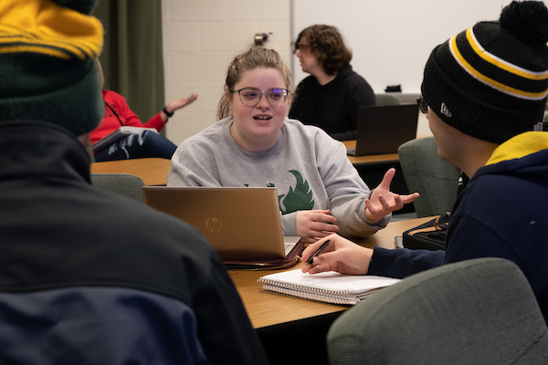 Marinette campus students in a class discussion