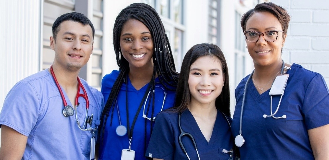 Group of nurses in scrubs