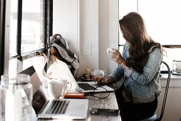 Woman working remote