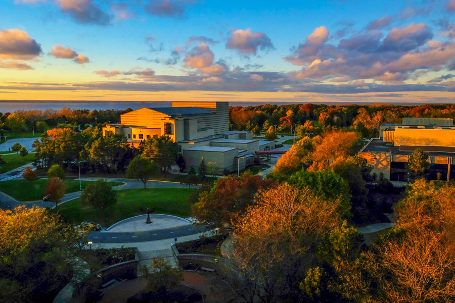 Ariel view of UW-Green Bay Campus in the fall