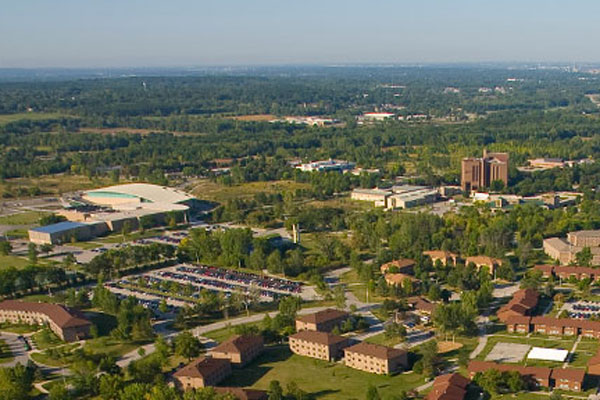 ariel view of UW-Green Bay Campus in the summer