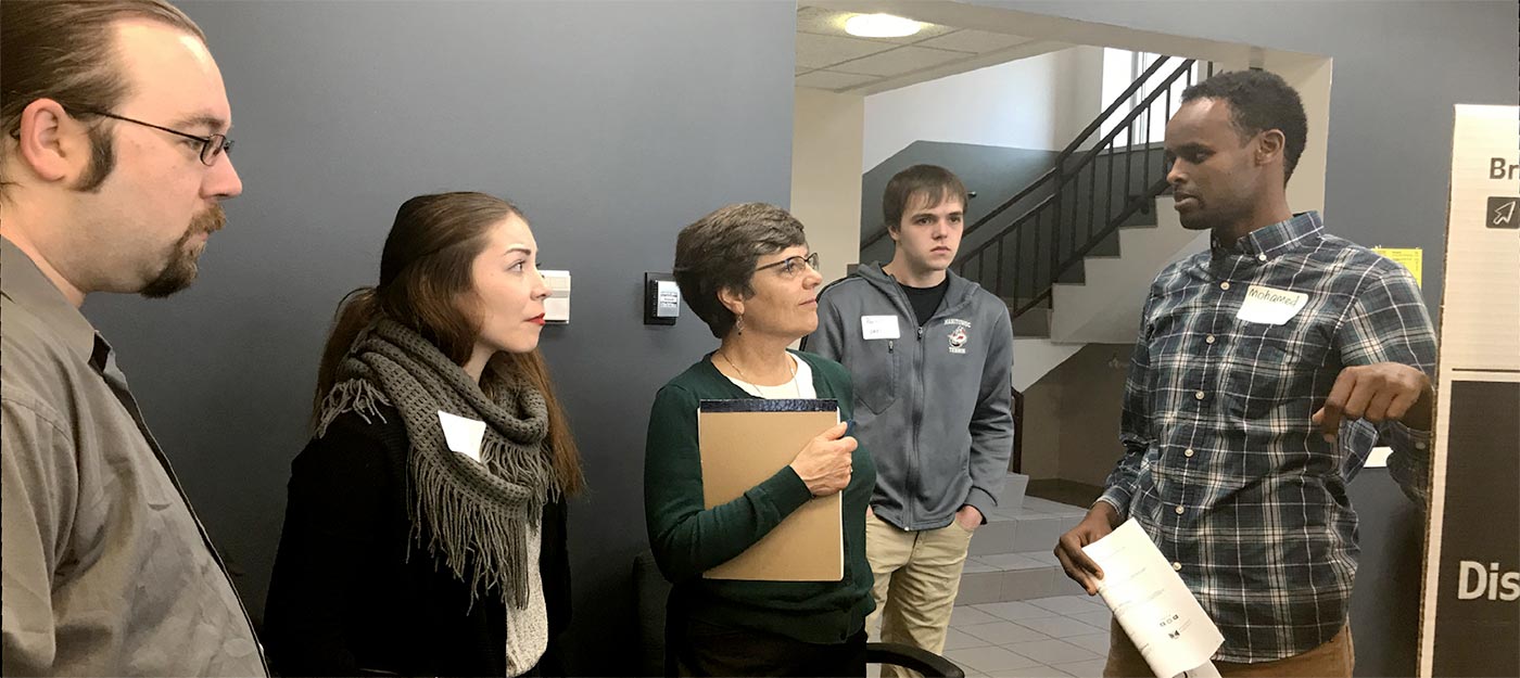 Professor Lora Warner with students