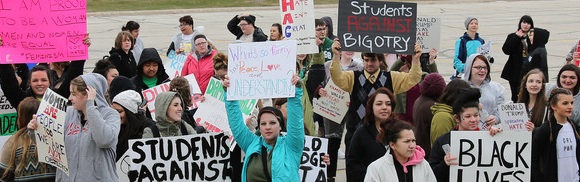 Students attending BLM March