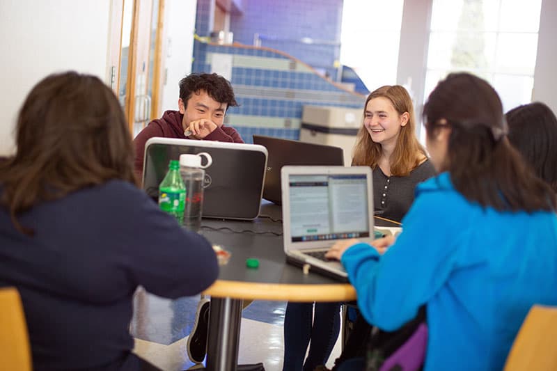 Students studying in Manitowoc Campus dining campus