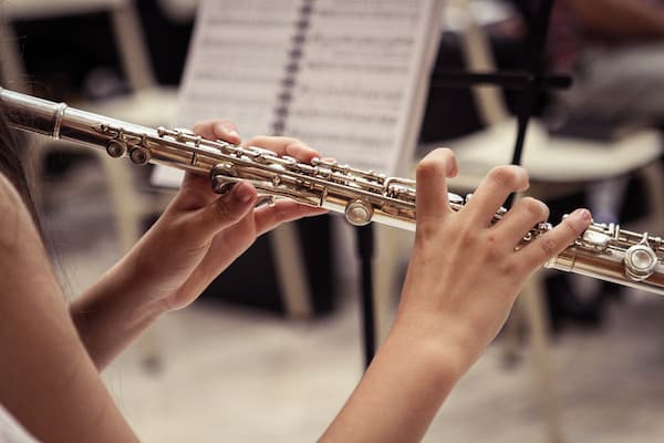 Student plays the flute