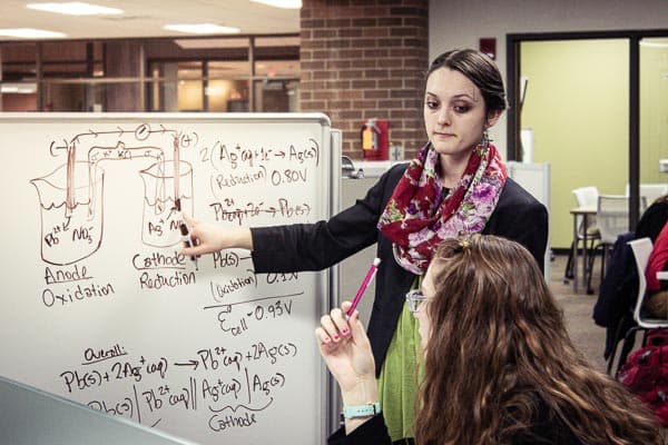 Tutoring session in The Learning Center in the UW-Green Bay Cofrin Library Commons