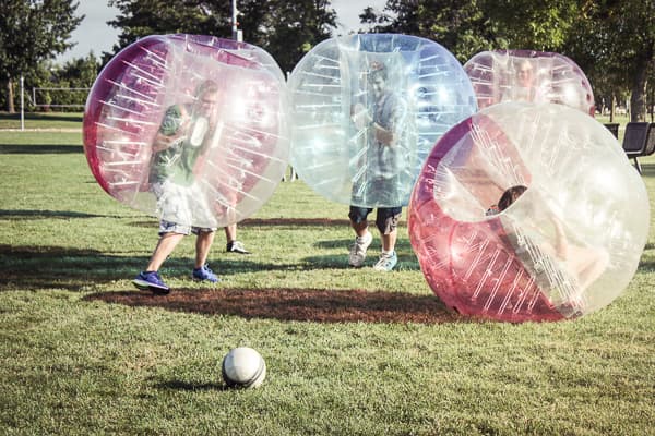 UWGB students playing bubble soccer in phoenix park
