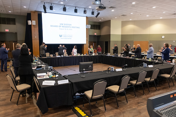 People gathered in union meeting room