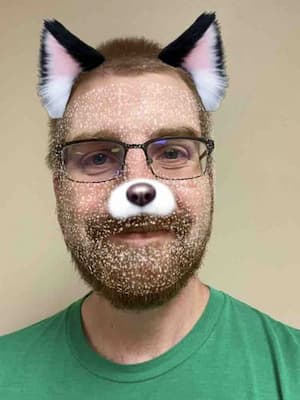 Male using cat face filter