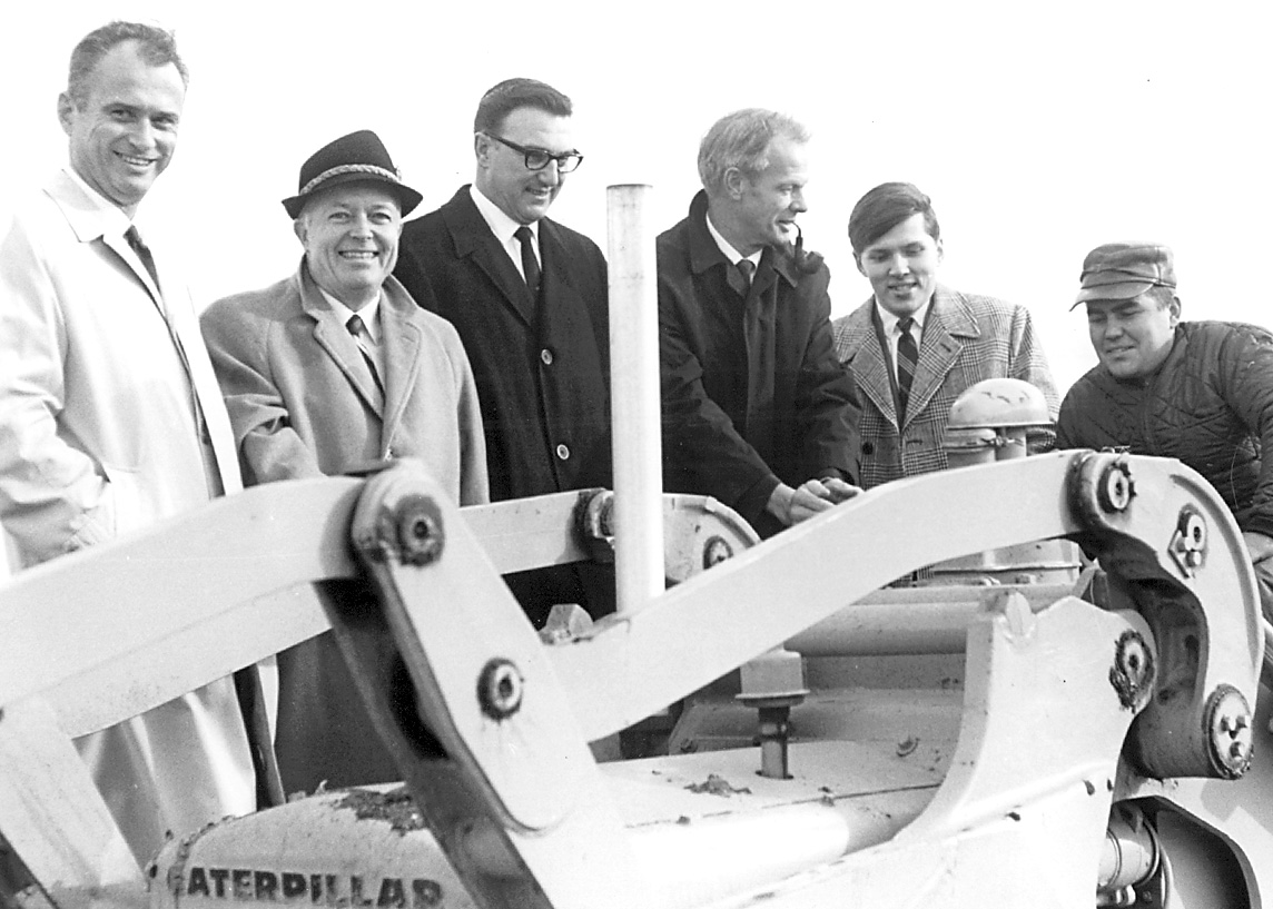 Ground breaking for the University's first buildings: (L-R) Rudy Small, Jack Nash, Myron Lotto, Don Tilleman, Scott Knapp, Edmund Gersek