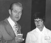 Ed and Jean Weidner preside over one of the early Founders Association receptions.