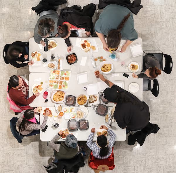 Group seated for a meal together